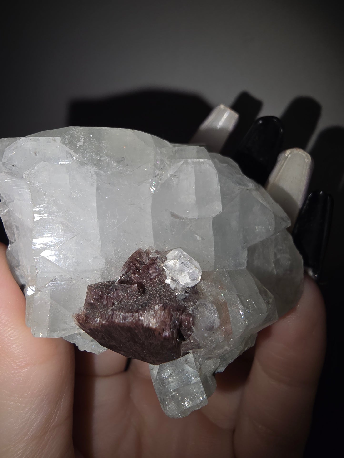 Calcite with Hematite & Diamond Apophyllite | Clarity, Grounding & Spiritual Insight