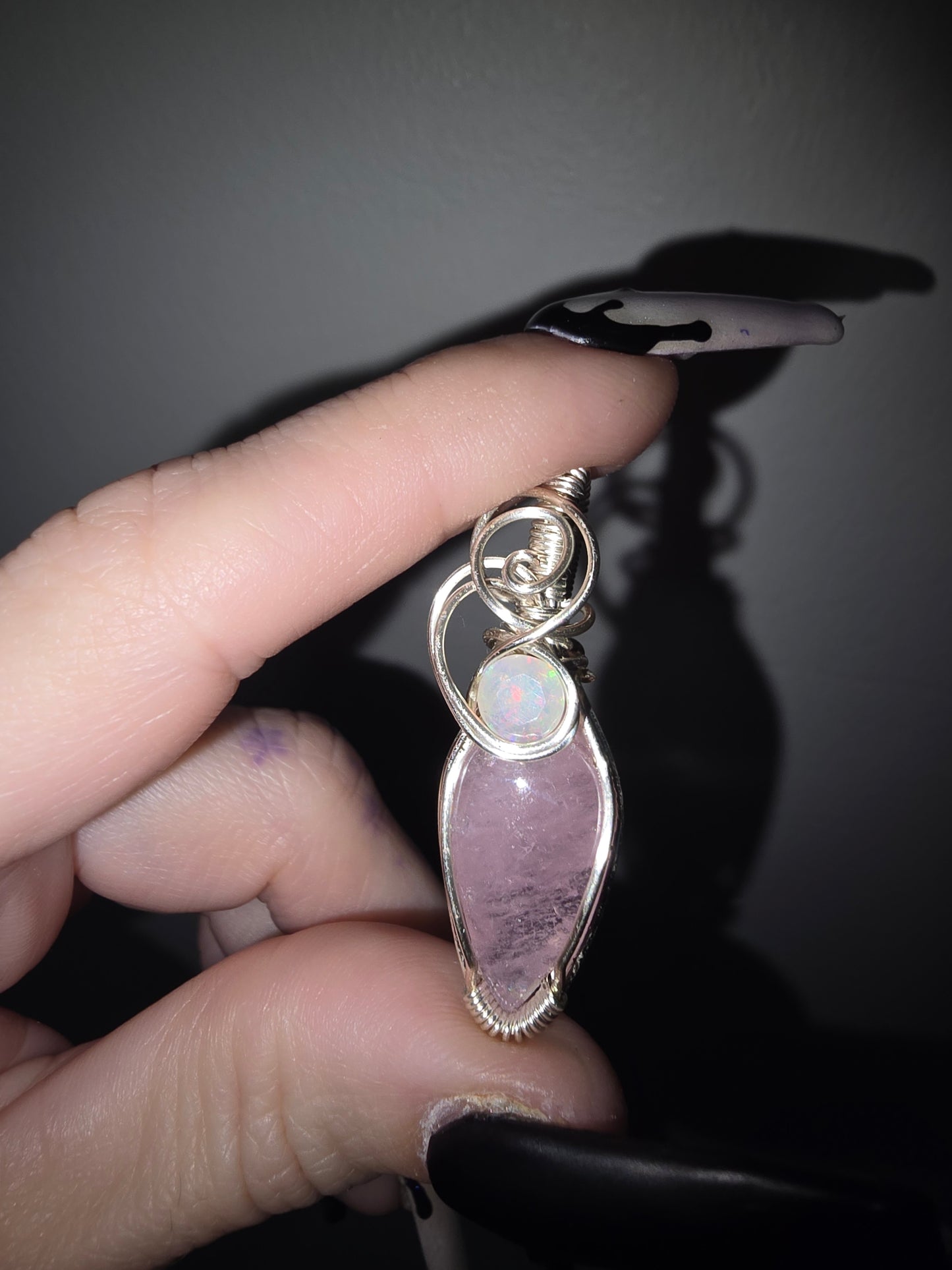 Morganite Pendant with Ethiopian Opal Accent | Love, Compassion & Emotional Healing