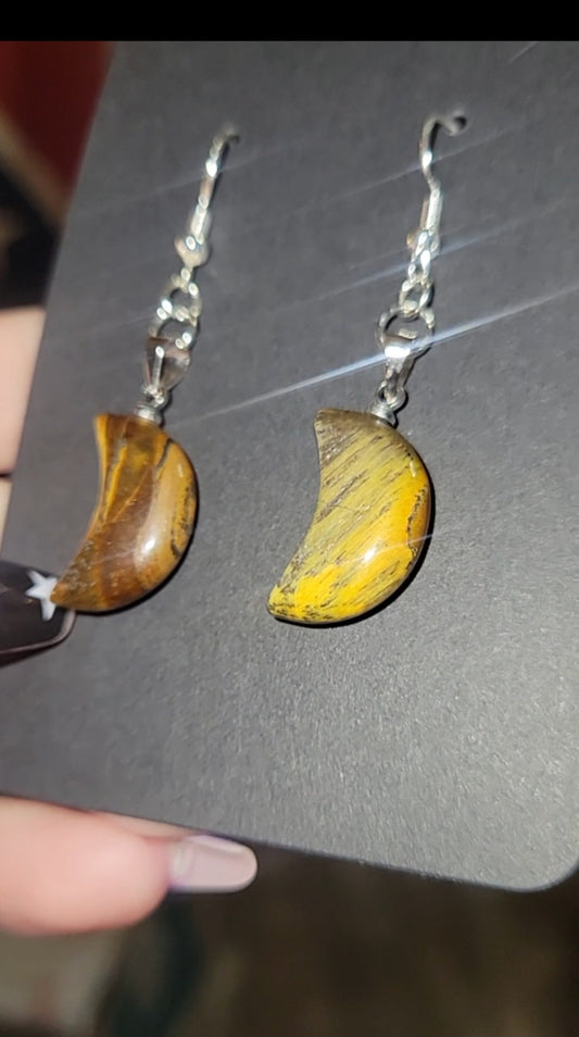 Tiger Eye Moon Earrings 925