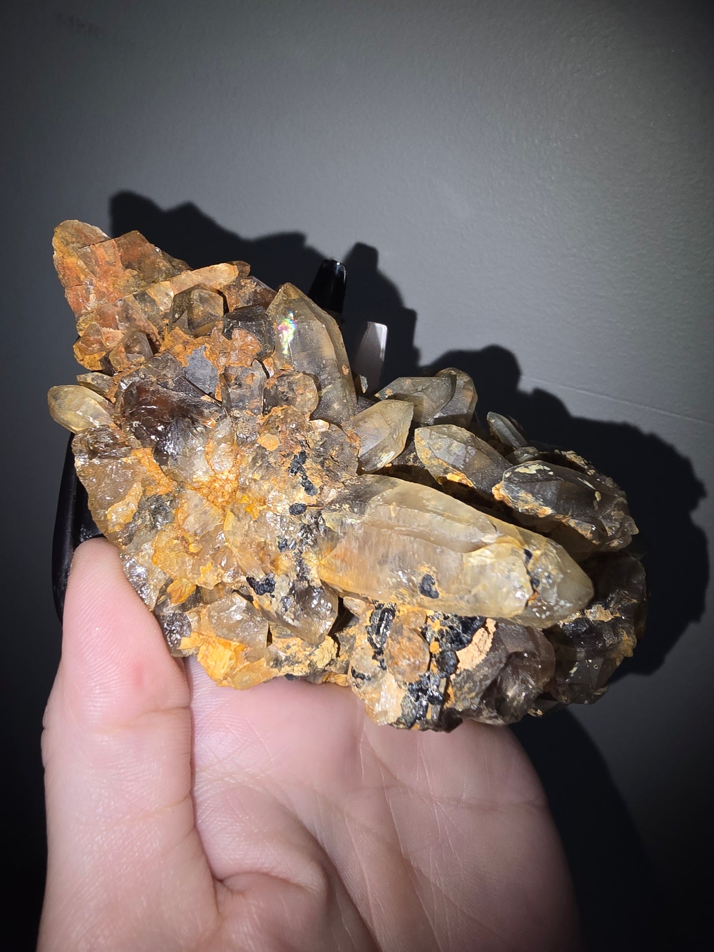 Iron-Kissed Smoky Quartz Cluster | Grounding, Protection & Ancient Earth Energy