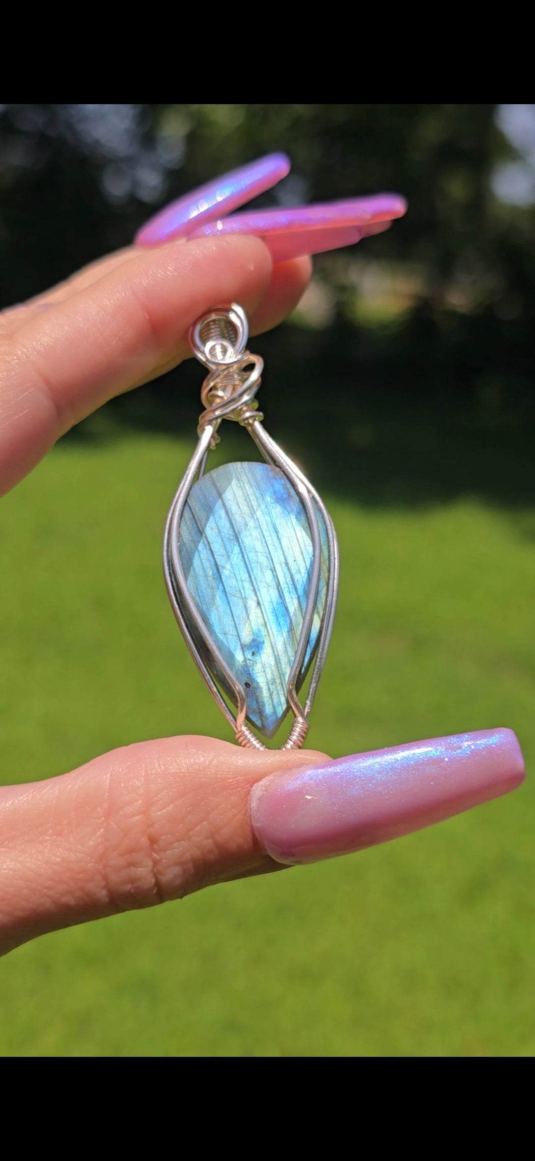 Matte Rose Cut Labradorite Pendant | Incredible Flash