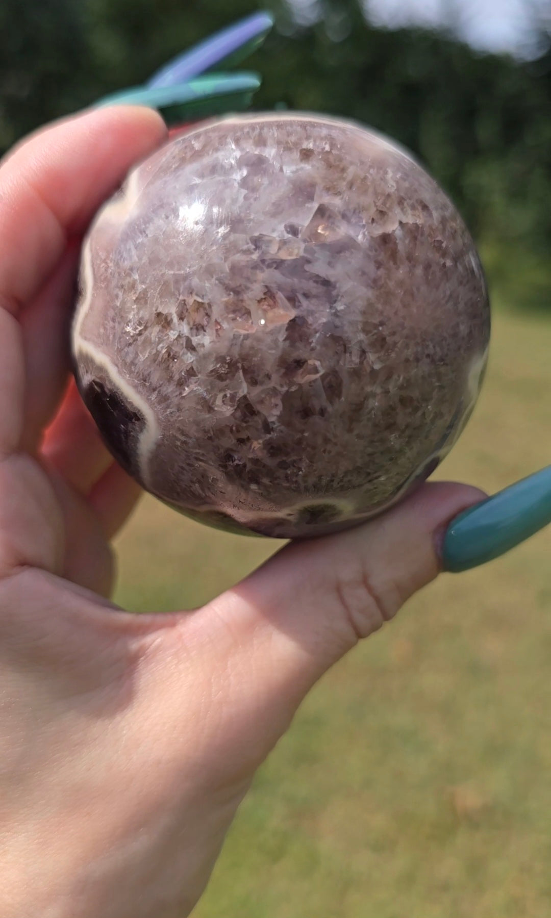 Dream Amethyst Sphere with UV Banding | Intuition & Peace
