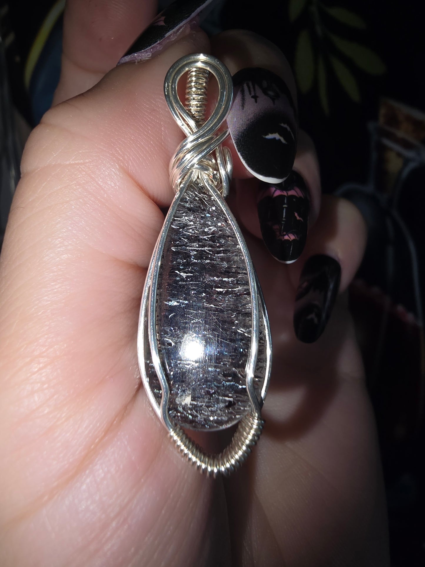 Black Needle Quartz Wrapped Pendant