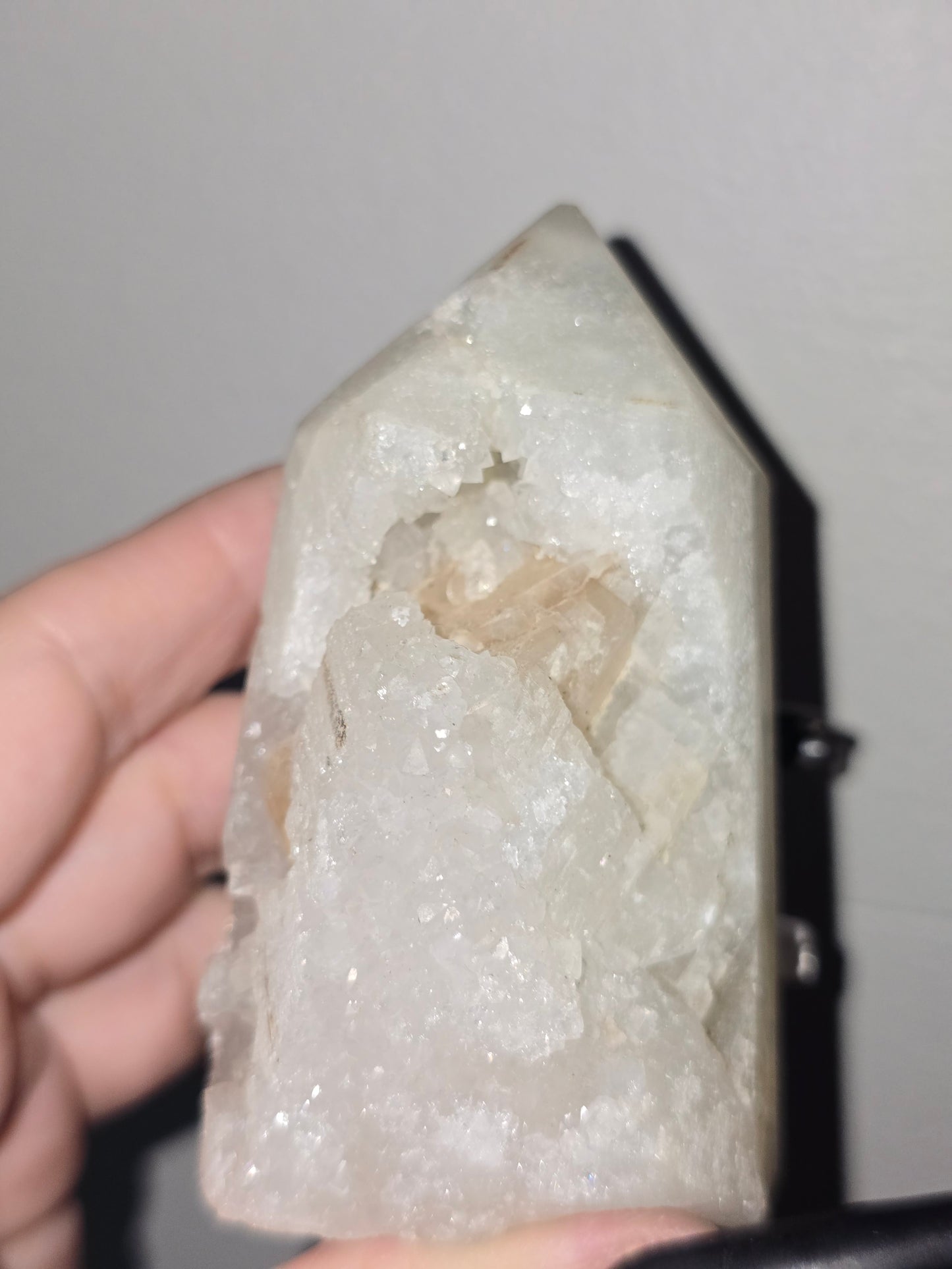 Apophyllite & Peach Stilbite Open Face Tower | Clarity, Peace & Heart-Centered Growth