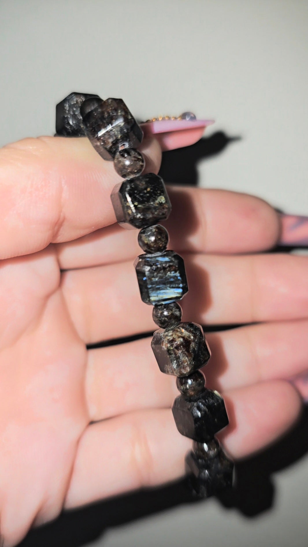 Arfvedsonite & Garnet Bracelet | Intuition & Strength