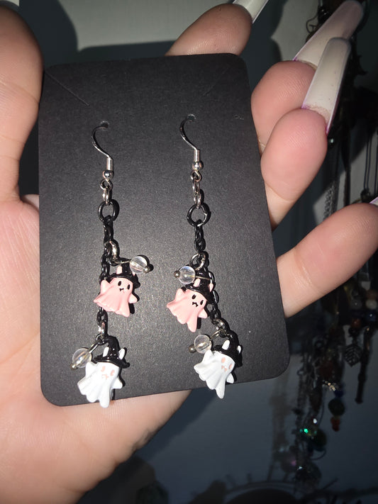 Hanging Chain Ghosts Earrings 925