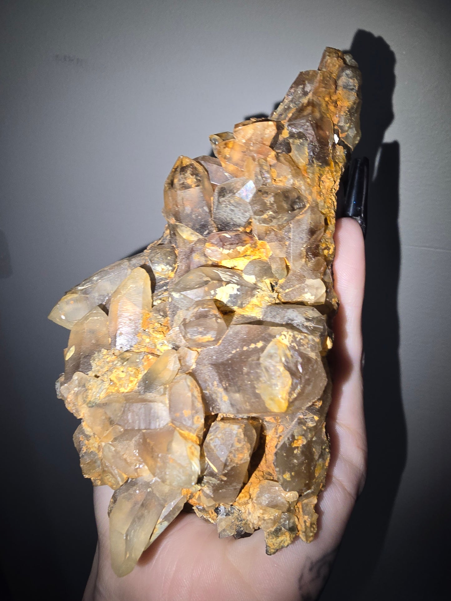 Iron-Kissed Smoky Quartz Cluster | Grounding, Protection & Ancient Earth Energy