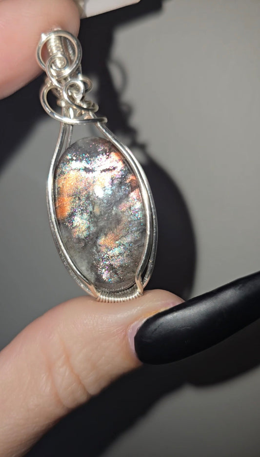 Galaxy Flash Cocoa Sunstone Moonstone | Rare Flash Crystal Display Piece