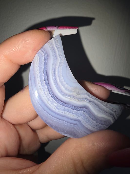 Blue Lace Agate Moon Carving