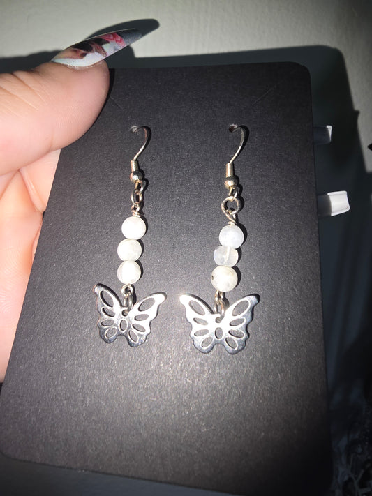 Moonstone mini butterfly Earrings 925