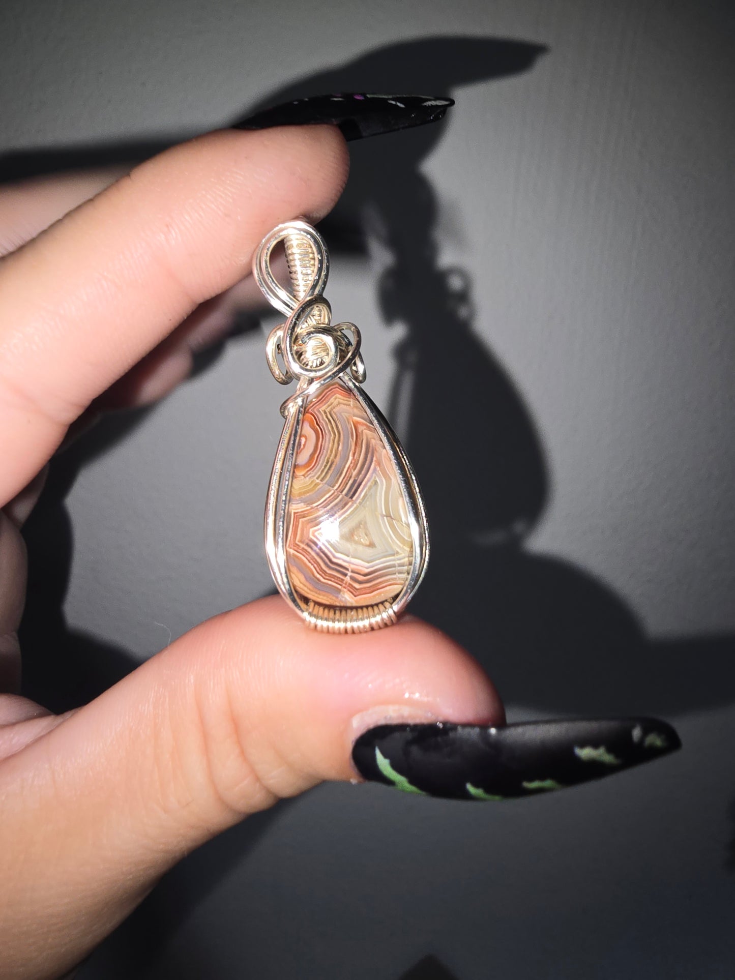 Lace Agate Wrapped Pendant