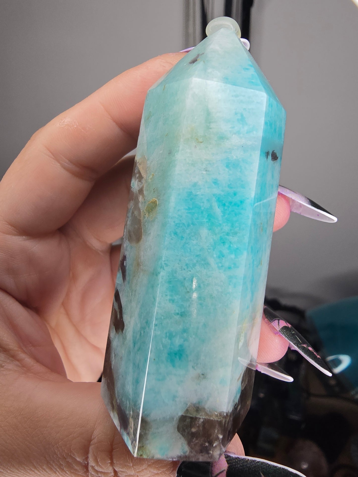 Amazonite Smokey Quartz and Green Tourmaline Tower