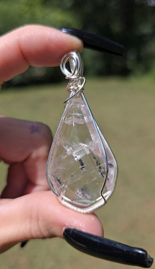Powellite Quartz Pendant | UV Reactive & High Vibration