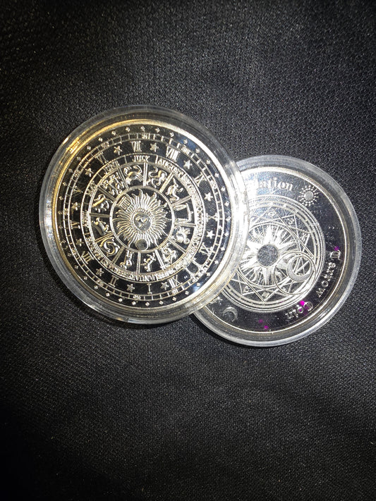 Celestial Zodiac Silver Coin | Astrology, Cosmic Wisdom & Celestial Symbolism