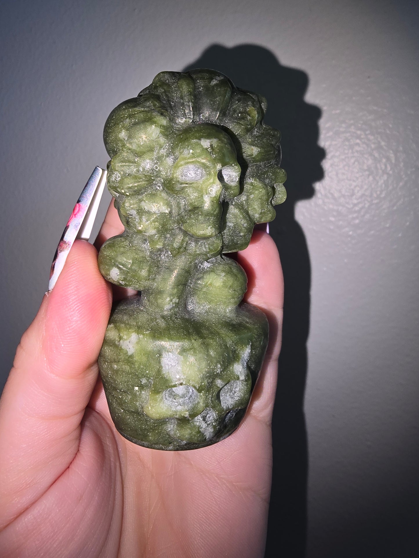 Jade Sunflowers and Skulls Carving