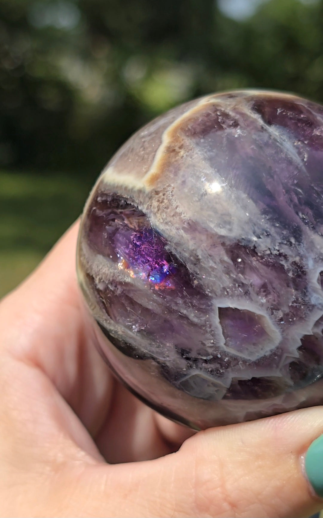 Dream Amethyst Sphere with UV Banding | Intuition & Peace