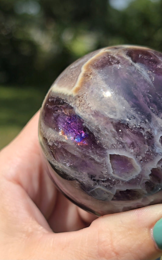 Dream Amethyst Sphere with UV Banding | Intuition & Peace