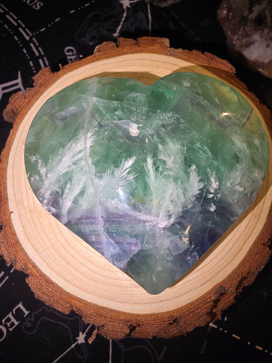 Feather Fluorite Heart Palm