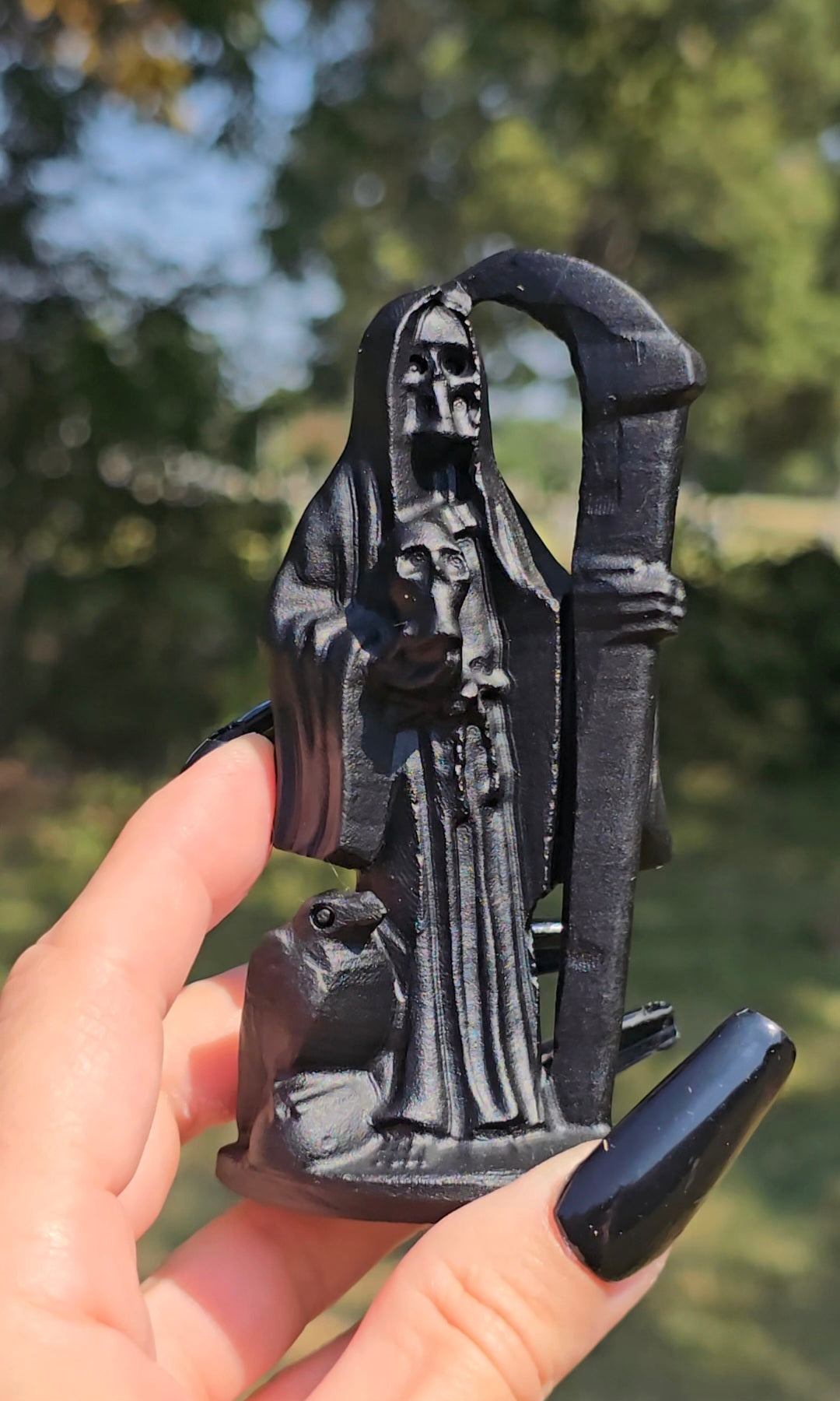 Obsidian Grim Reaper Carving | Protection & Transformation