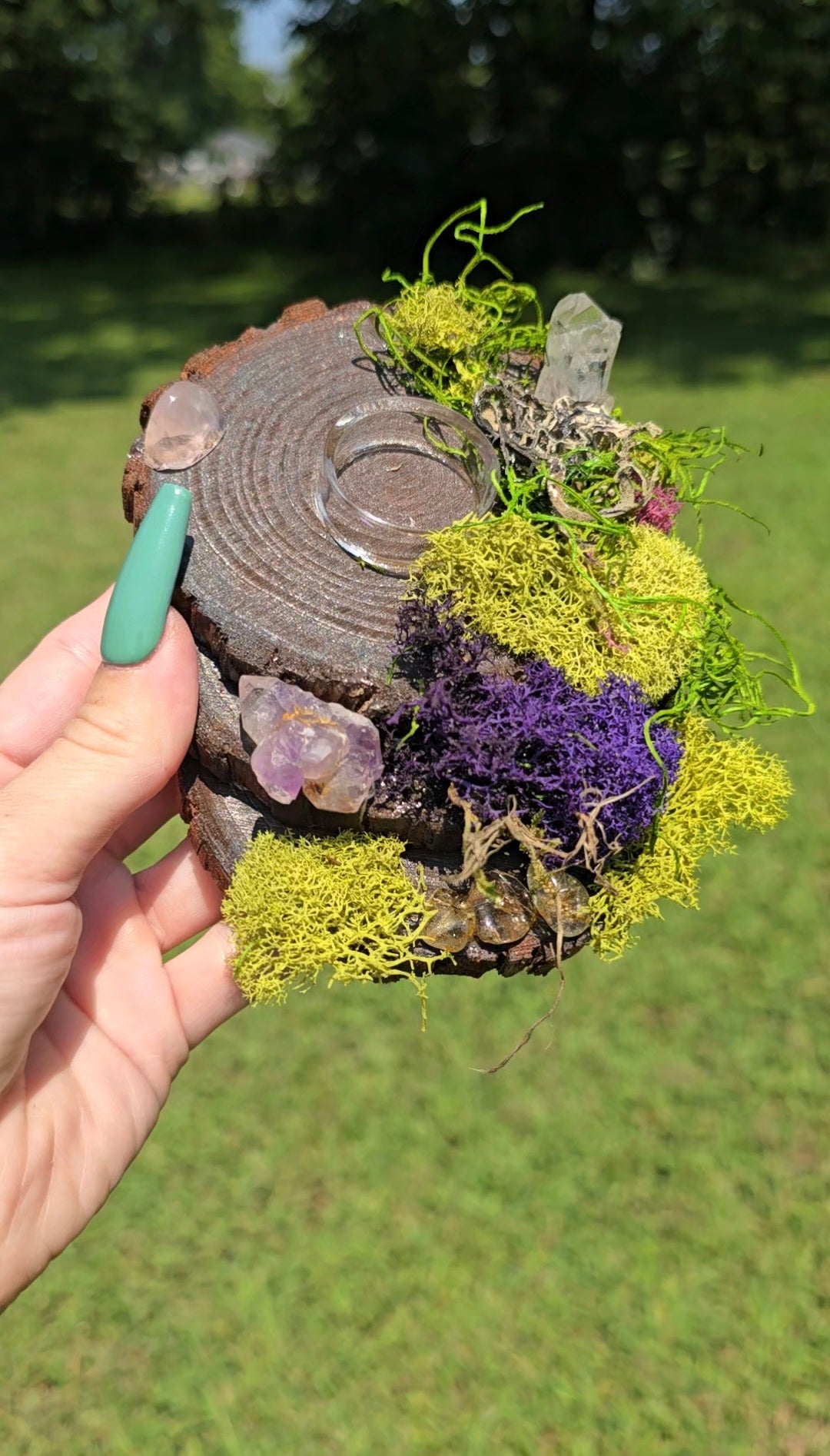 Enchanted Moss Crystal Sphere Holder | Love & Peace
