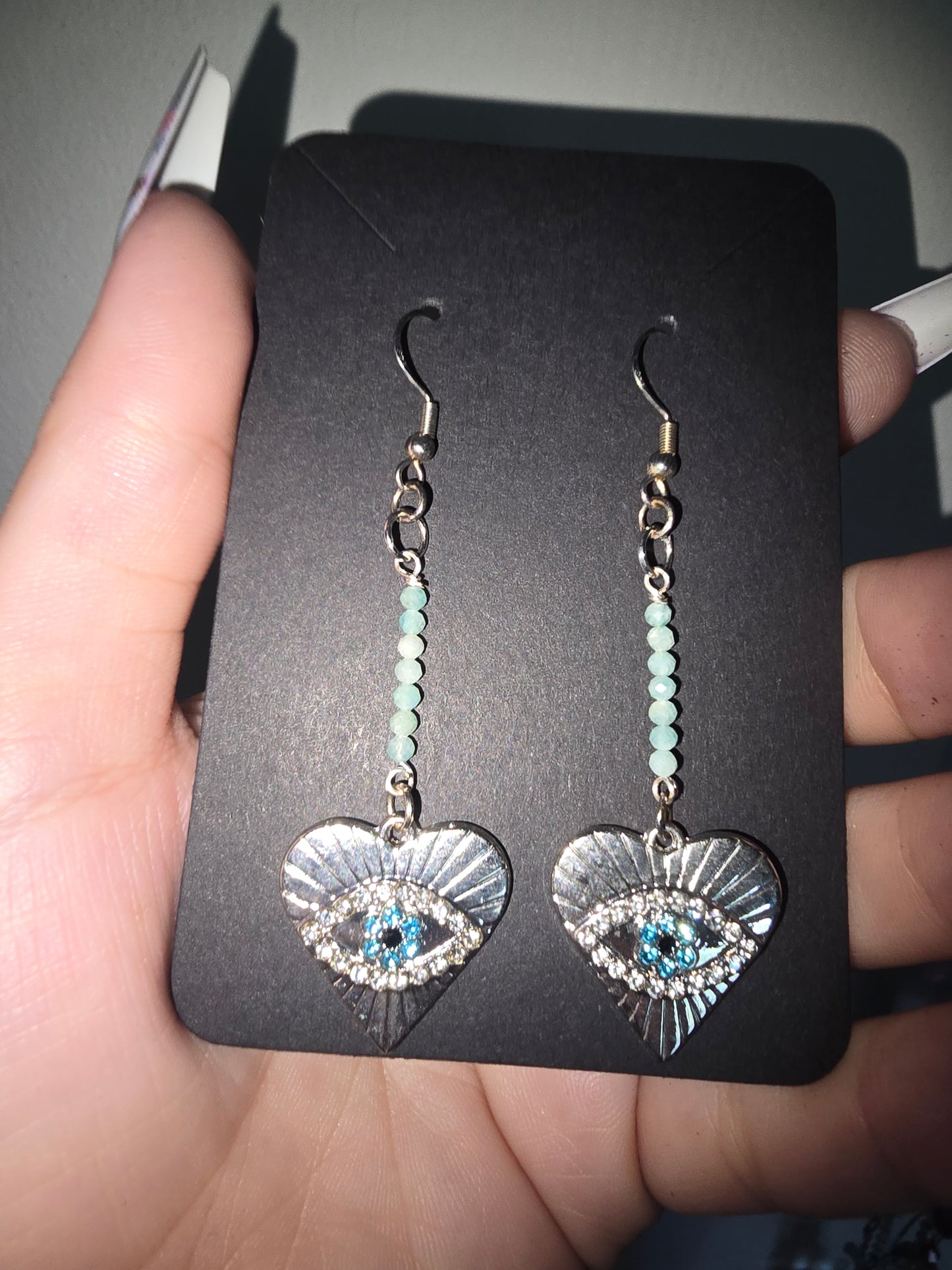 Amazonite Evil Eye Earrings 925