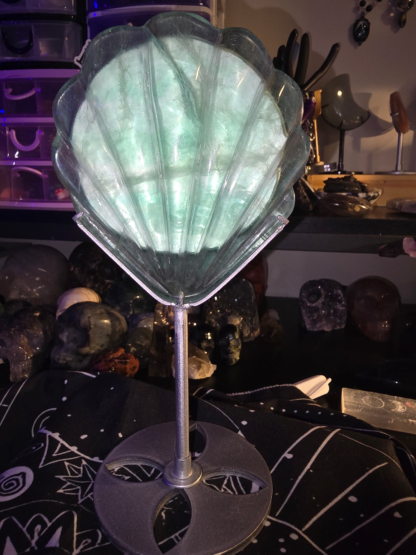 Green Fluorite Mirror on Stand
