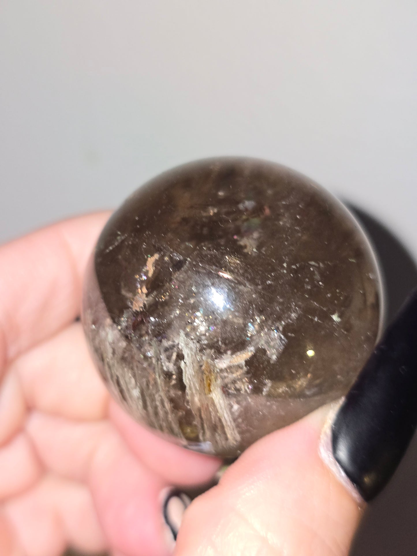 Smoky Quartz Sphere with Thousand Layer Garden Inclusion | Grounding, Growth & Transformation