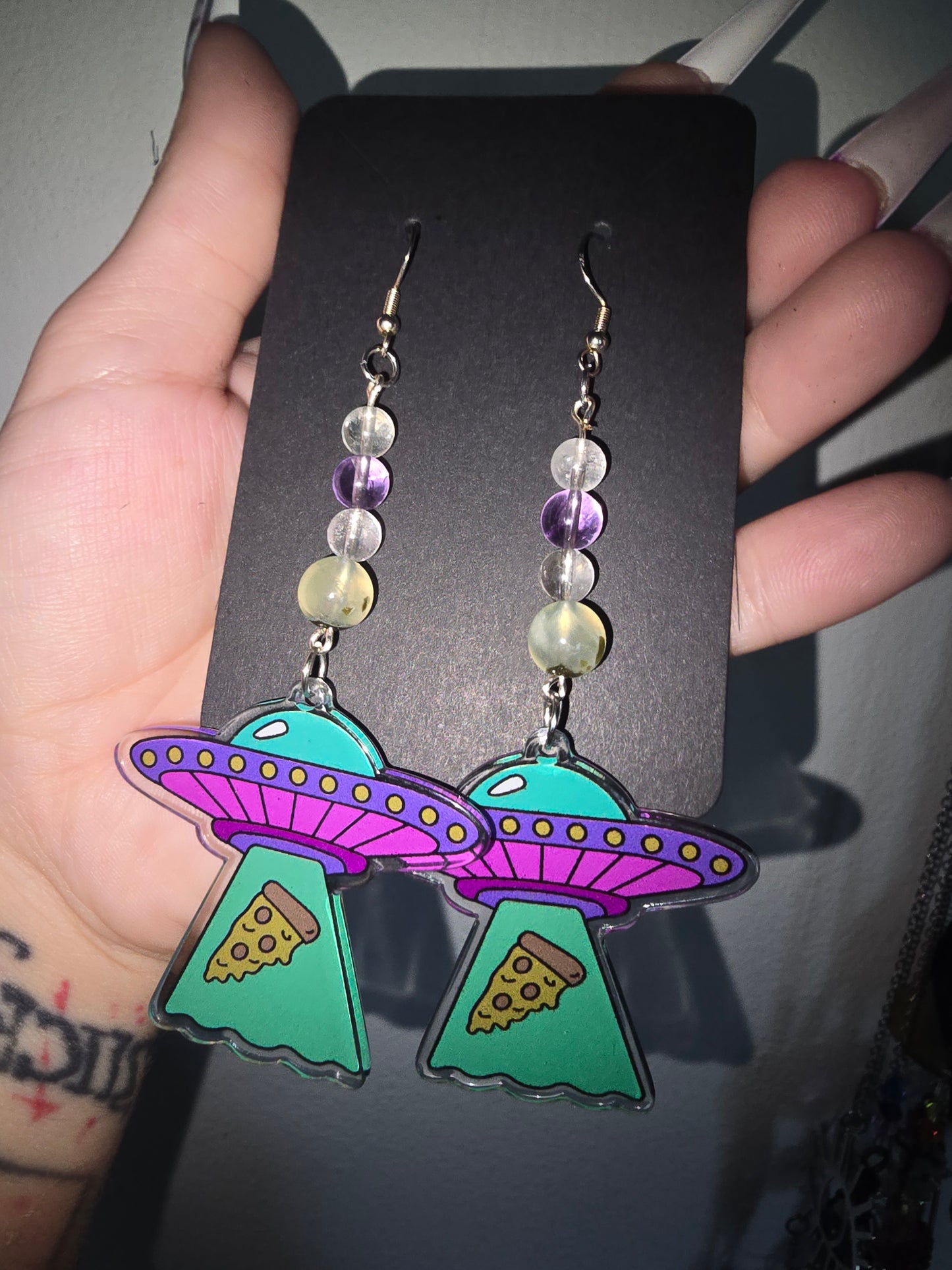 Ametrine Alien Pizza Earrings 925