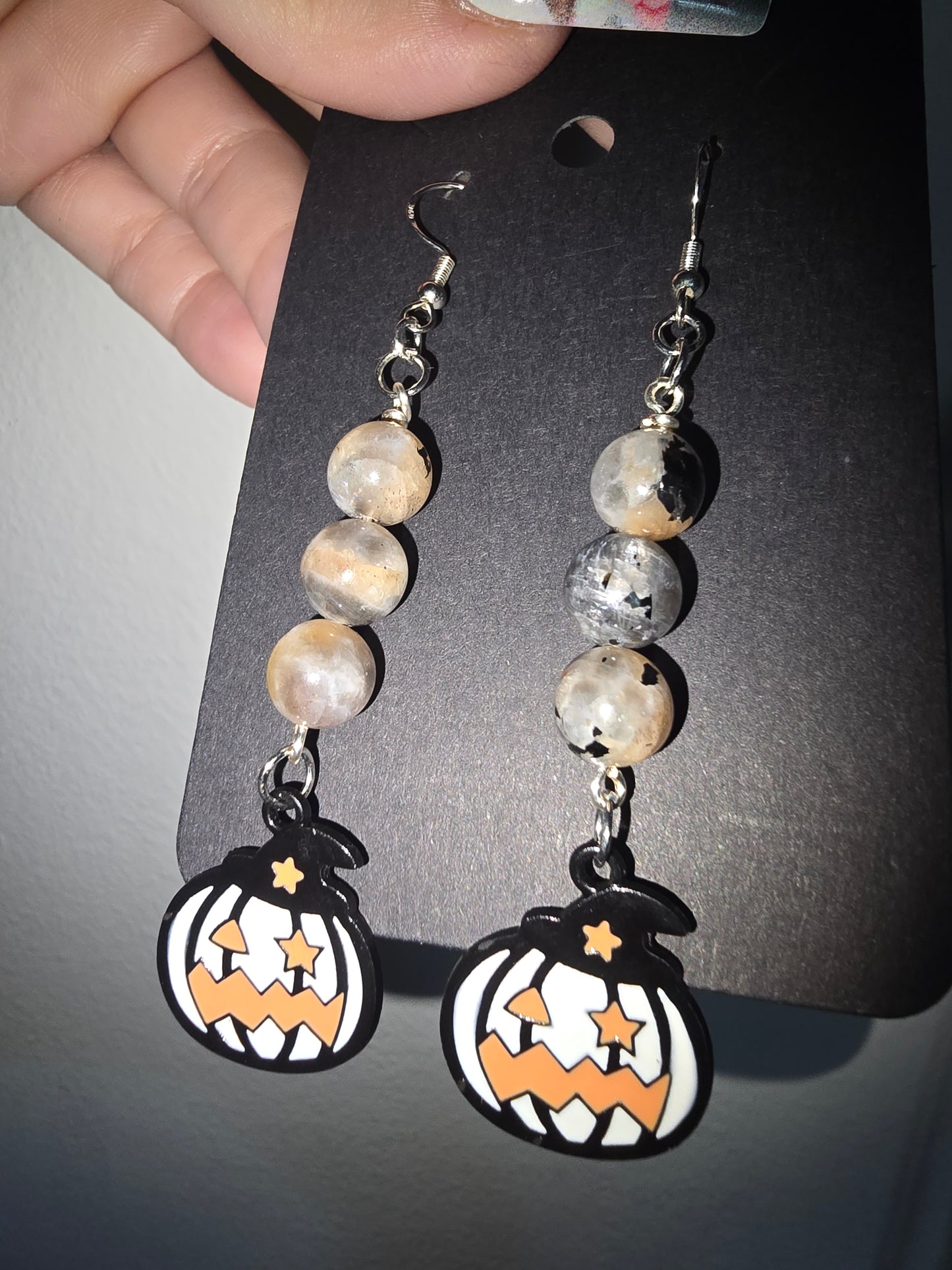 Sunstone Moonstone Pumpkin Earrings 925