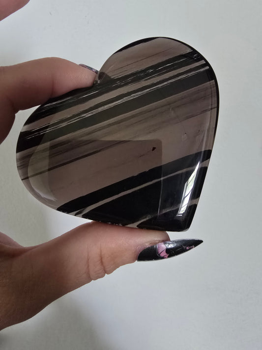 Ice Obsidian Heart Carving