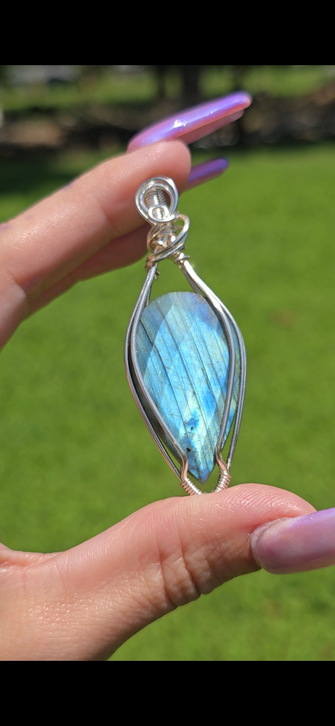 Matte Rose Cut Labradorite Pendant | Incredible Flash