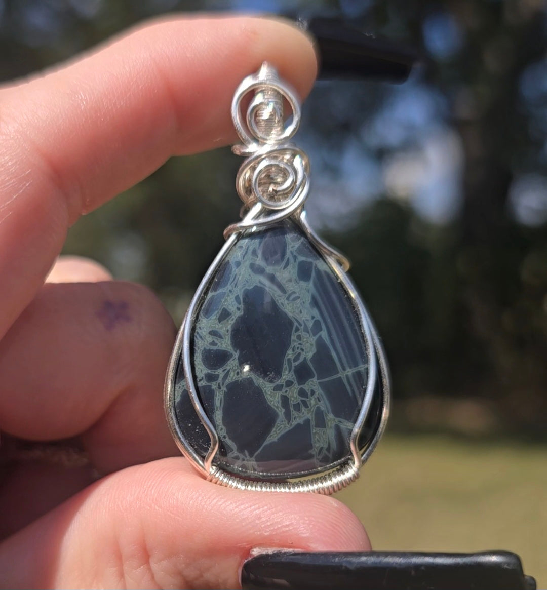 Spiderweb Obsidian Pendant | Protection & Grounding