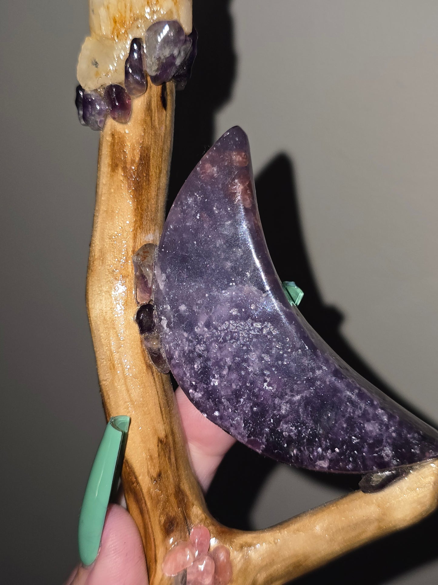 Handmade Crystal Wand | Lepidolite Moon & Mixed Crystals