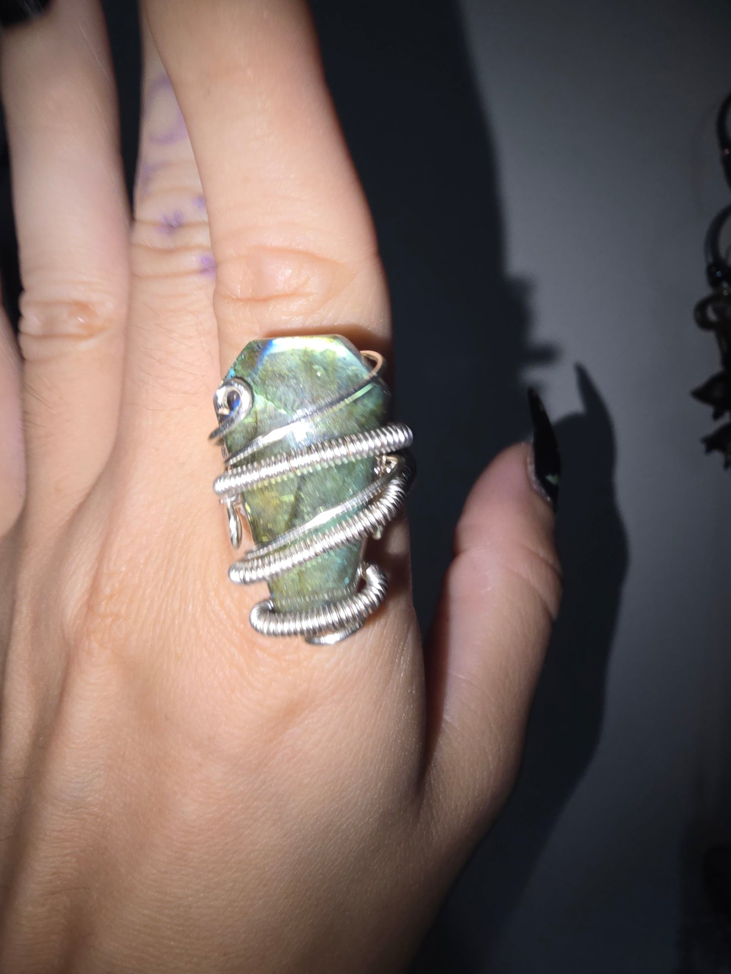 Labradorite Coffin Wrapped Ring