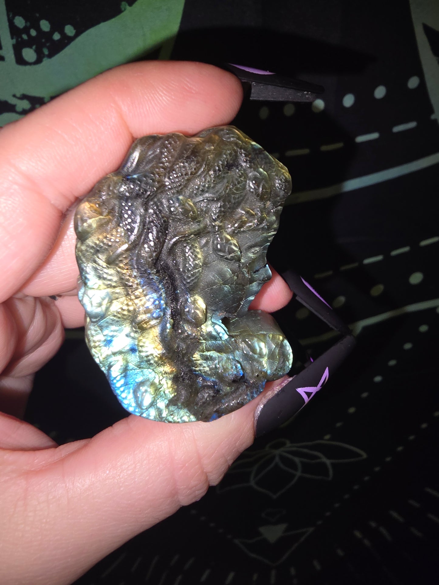 Labradorite Medusa Carving