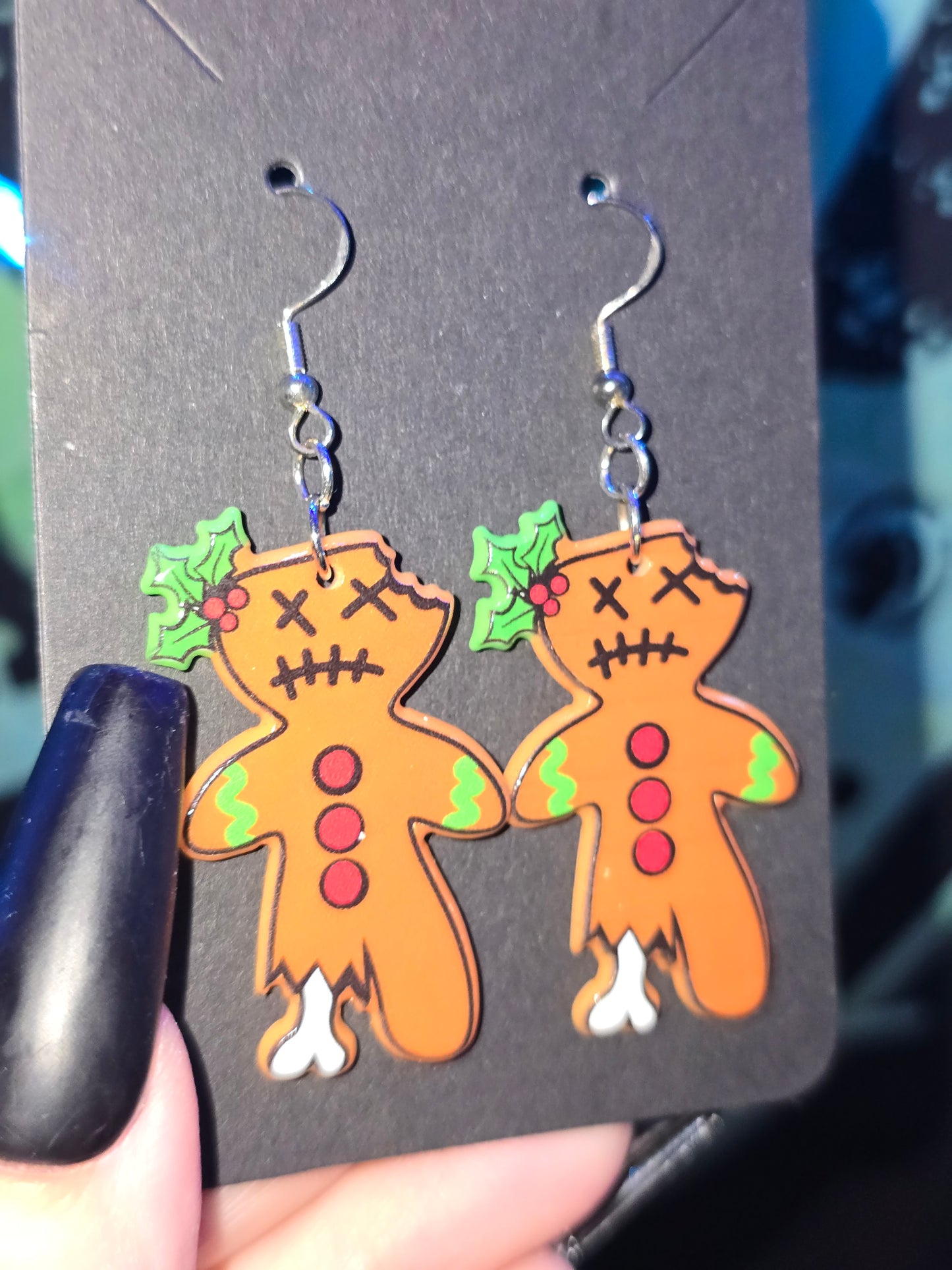 Zombie Gingerbread Earrings | Spooky Christmas Holiday Earrings
