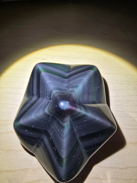 Rainbow Obsidian Star Carving 1