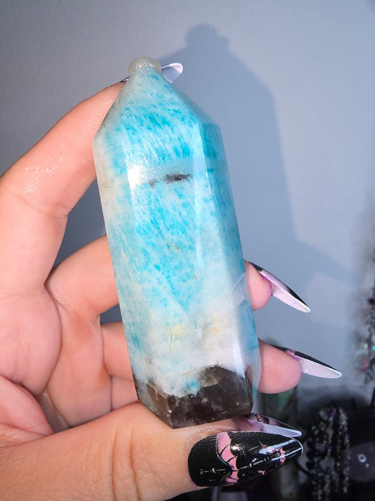 Amazonite Smokey Quartz and Green Tourmaline Tower