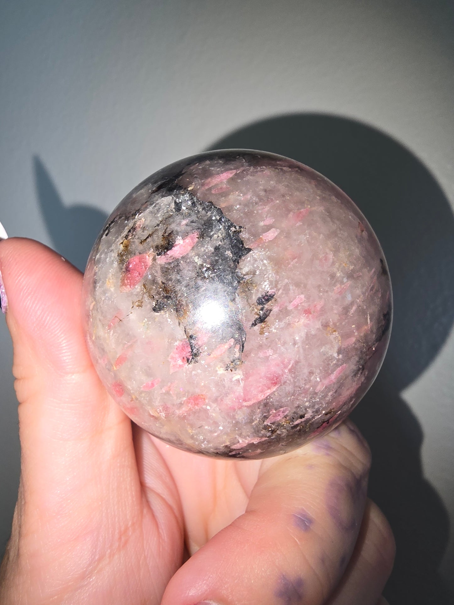 Icy Rhodonite Sphere