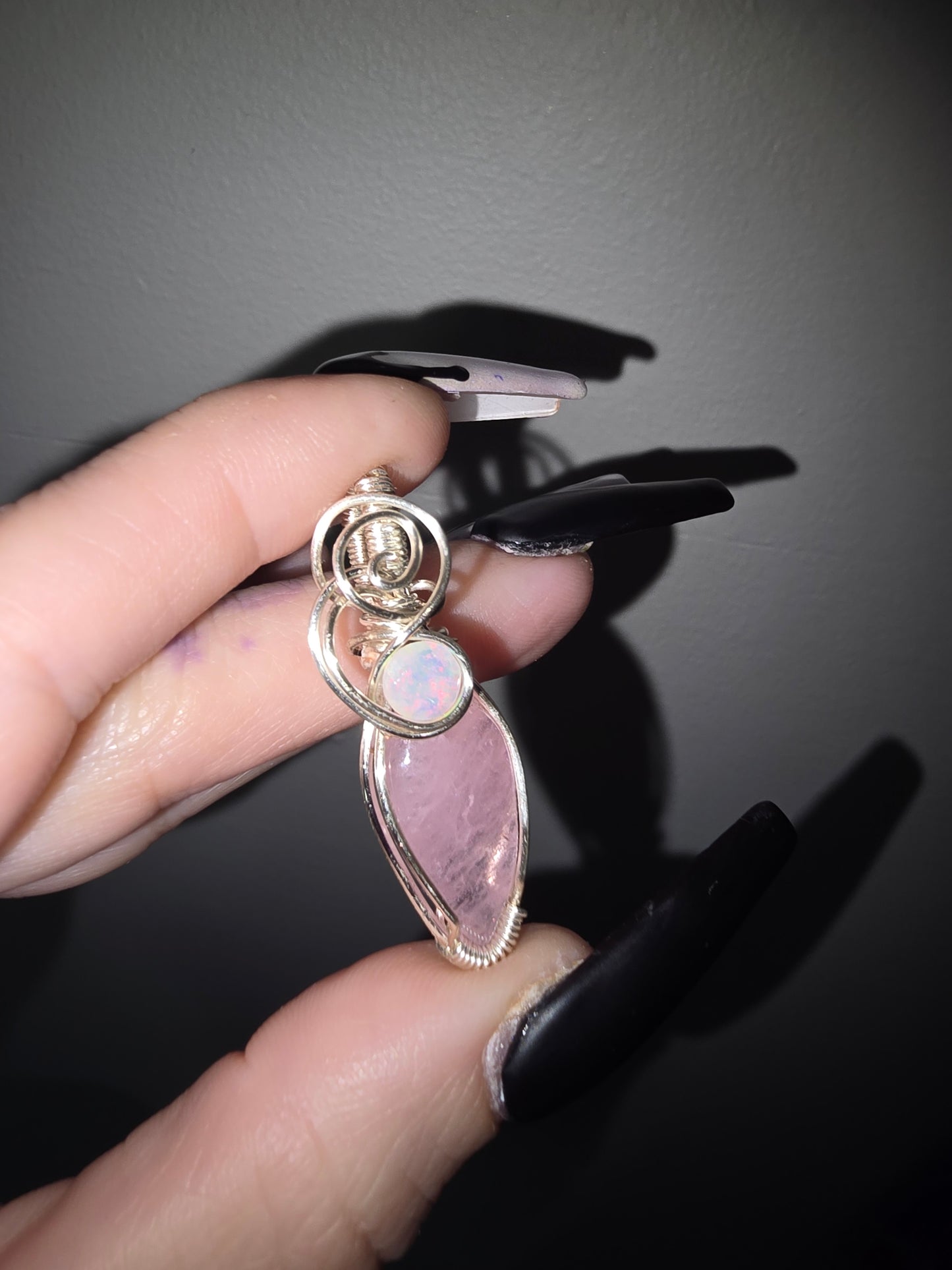 Morganite Pendant with Ethiopian Opal Accent | Love, Compassion & Emotional Healing