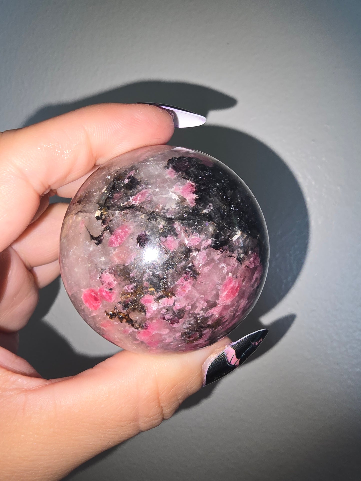 Icy Rhodonite Sphere