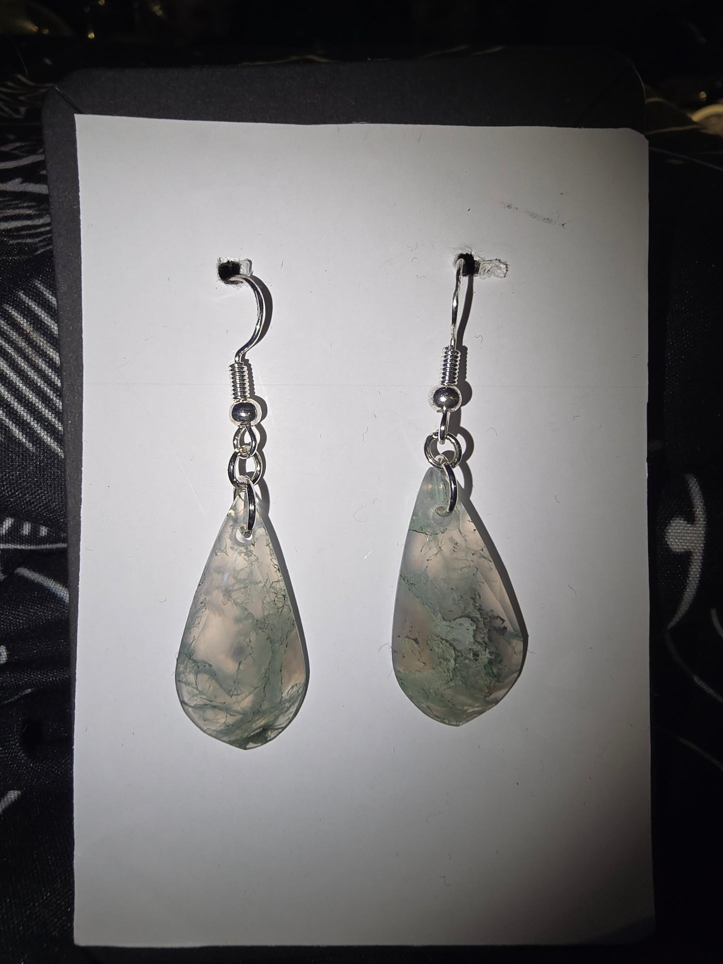 Rose Cut Moss Agate Earrings 925