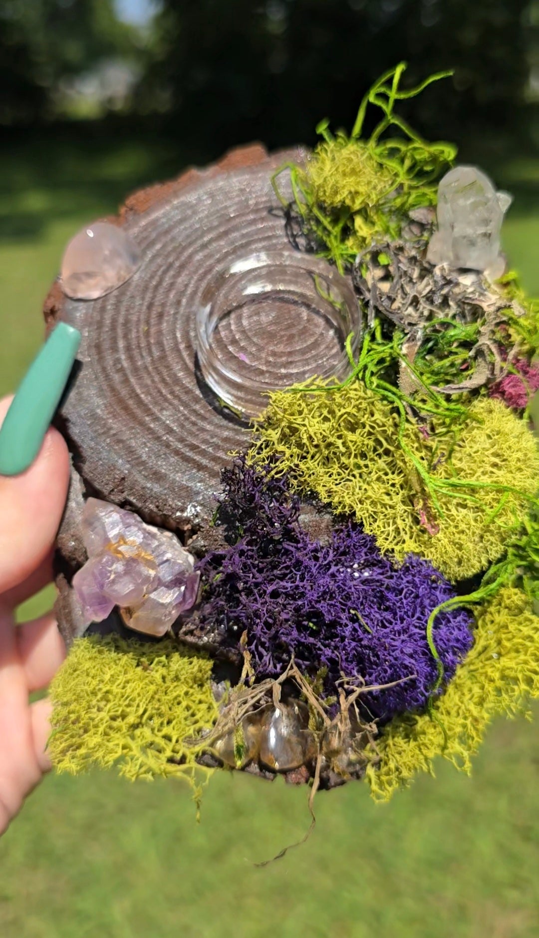 Enchanted Moss Crystal Sphere Holder | Love & Peace