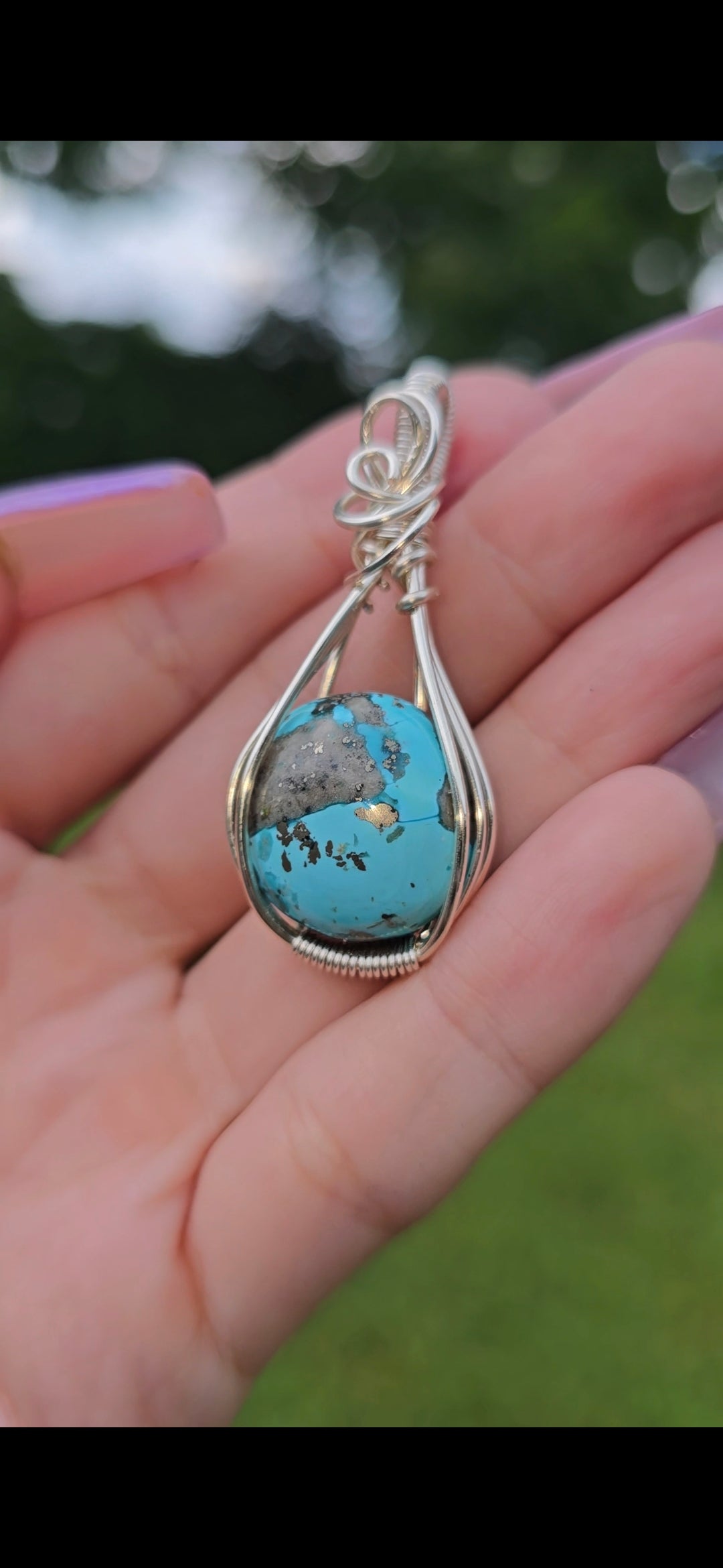 Round Turquoise Pendant | Natural Turquoise Jewelry