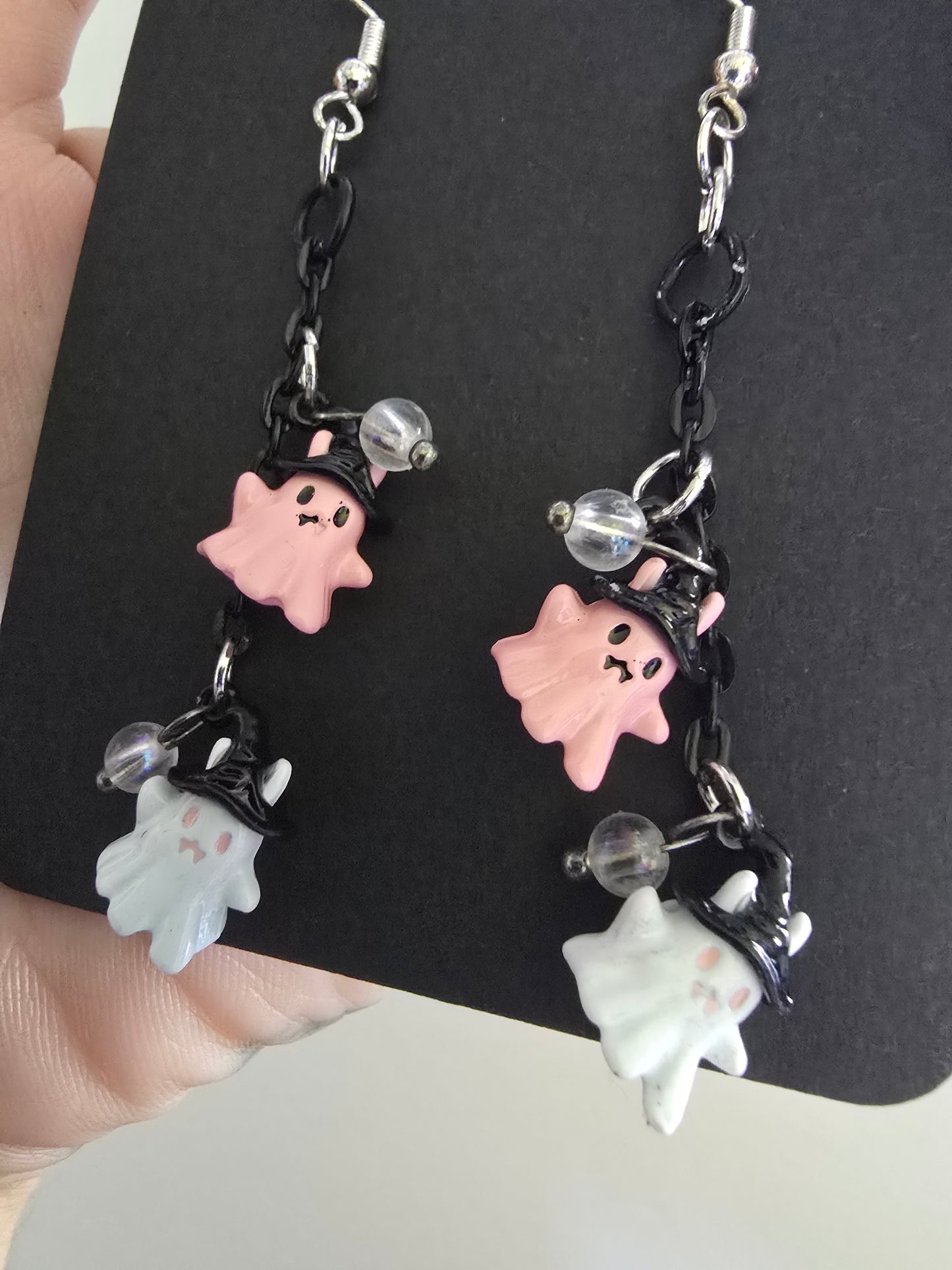 Hanging Chain Ghosts Earrings 925