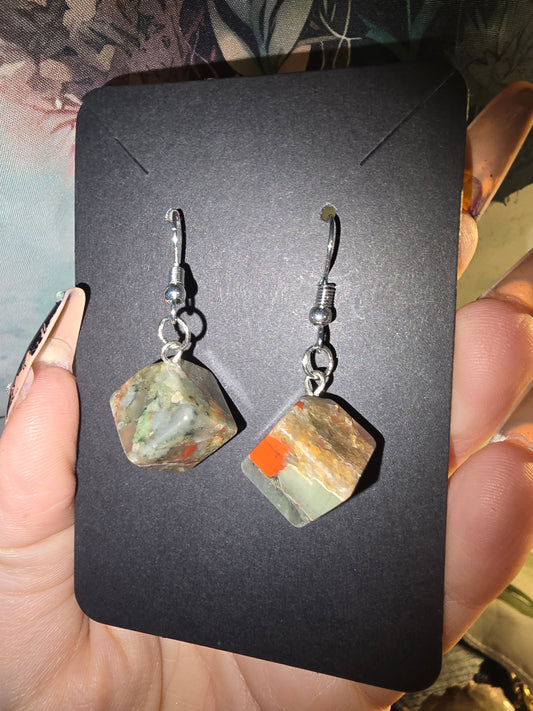 Bloodstone Cubes Earrings