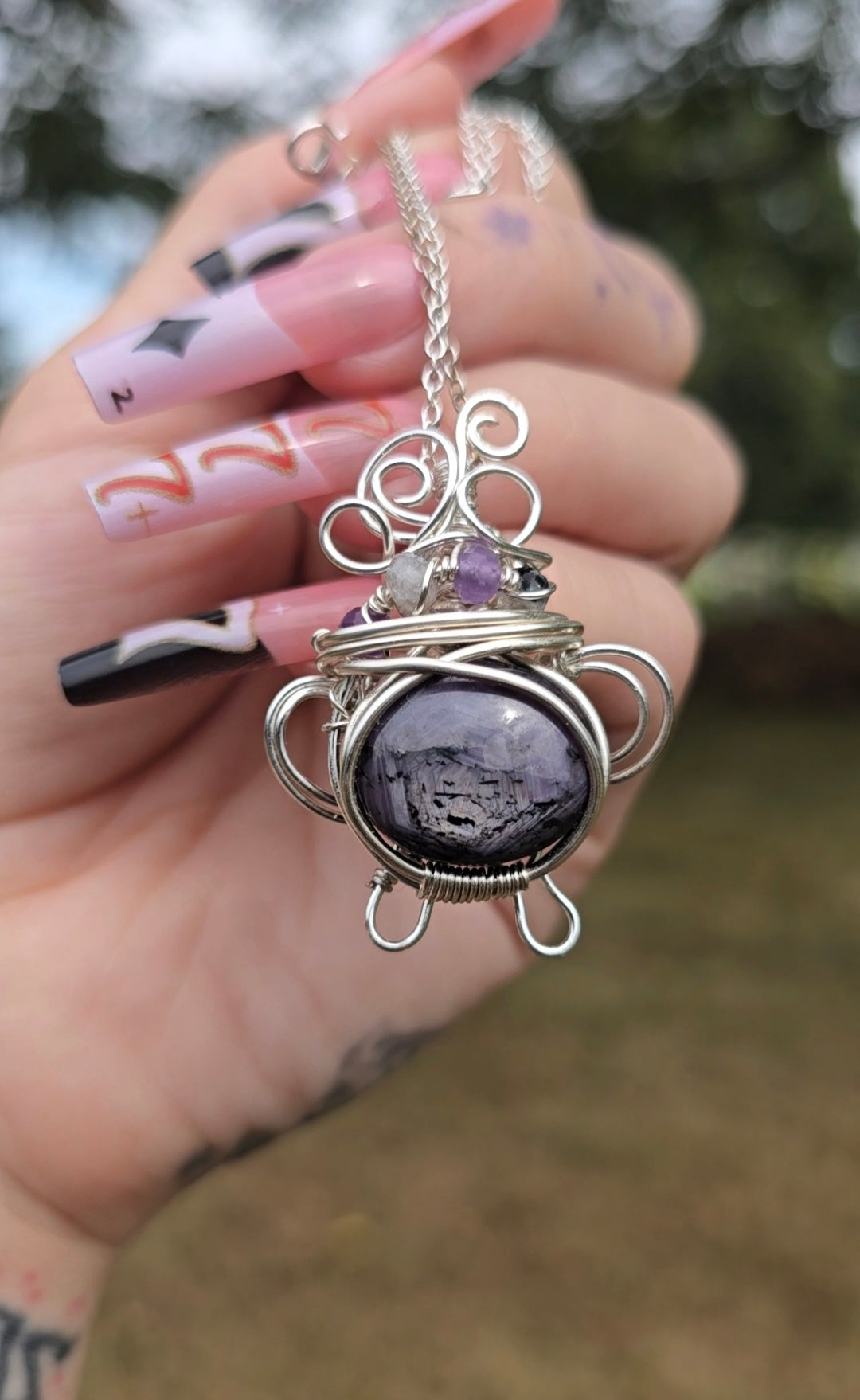 Purple Star Sapphire Cauldron Pendant | Magic & Intuition