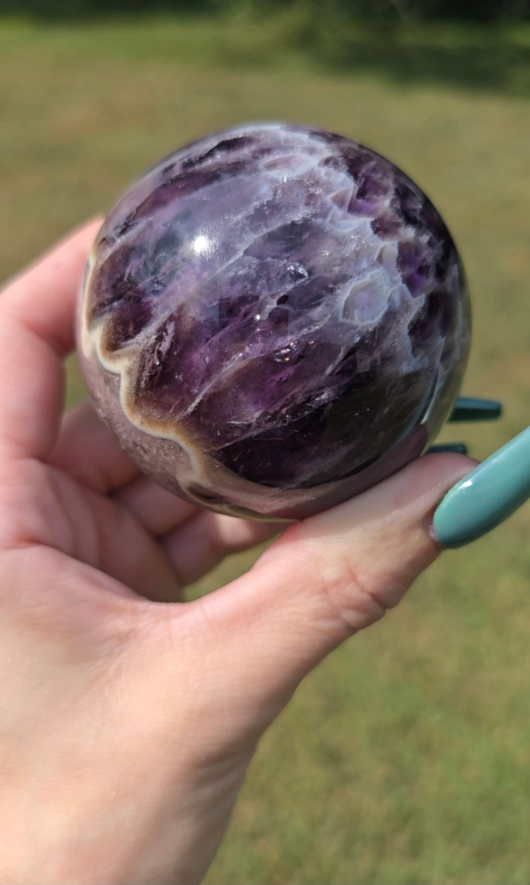 Dream Amethyst Sphere with UV Banding | Intuition & Peace