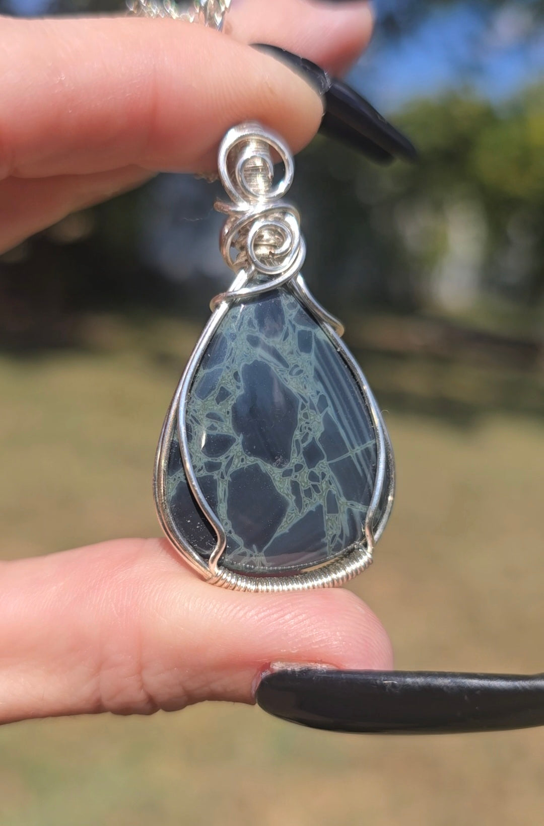Spiderweb Obsidian Pendant | Protection & Grounding