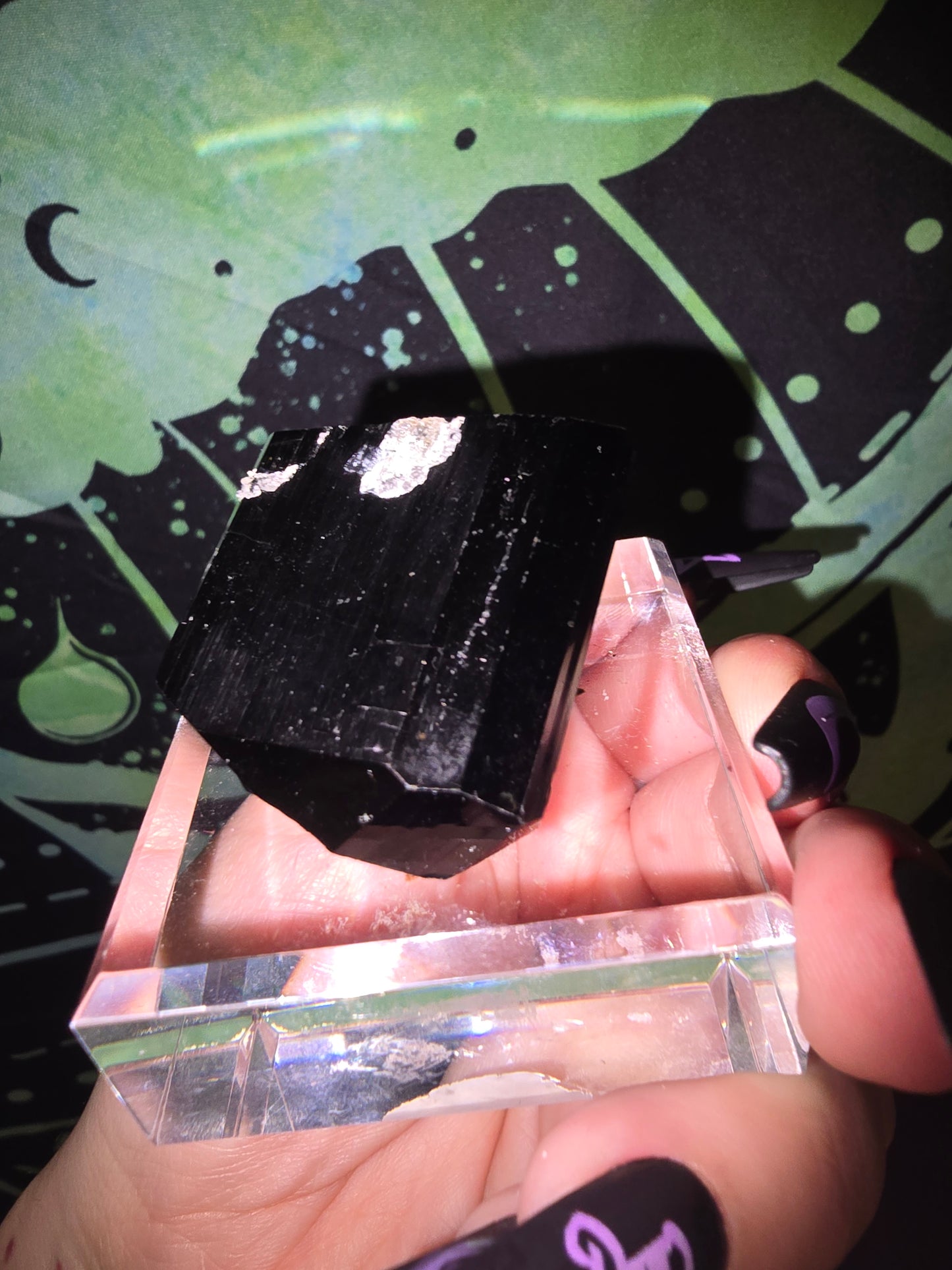 Black Tourmaline with Hyalite Opal